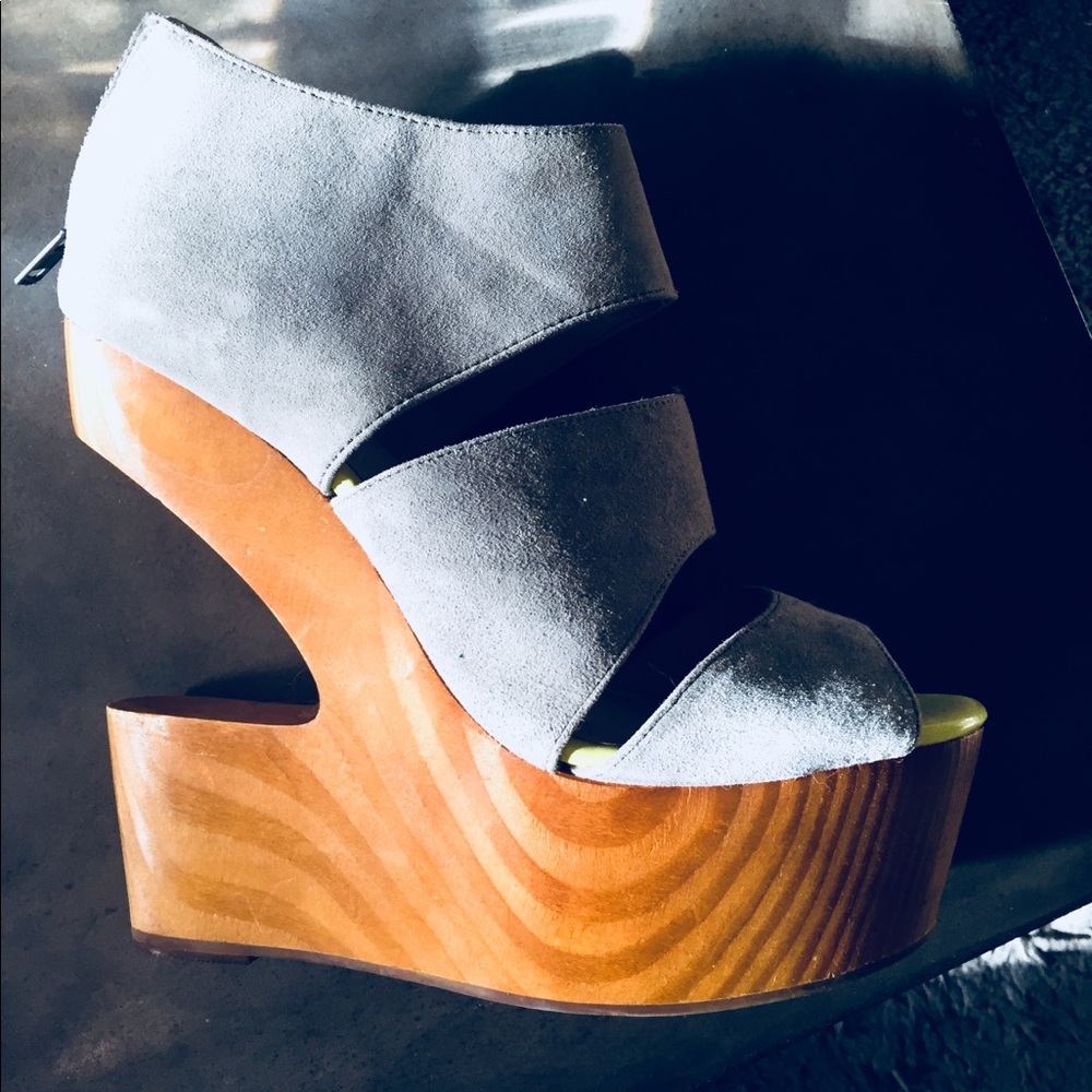 DV8 Grey Suede with neon yellow leather instep.